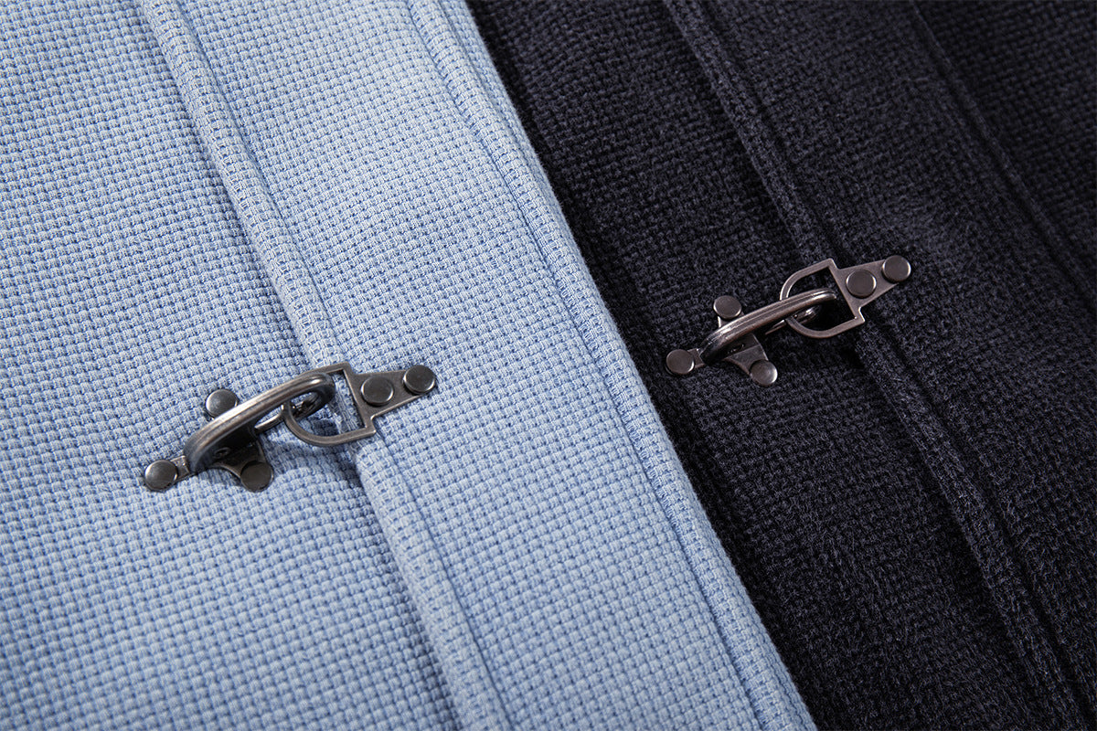 Hooded-Bomberjacke aus Waffelstrick mit Washed-Finish und Metallverschlüssen
