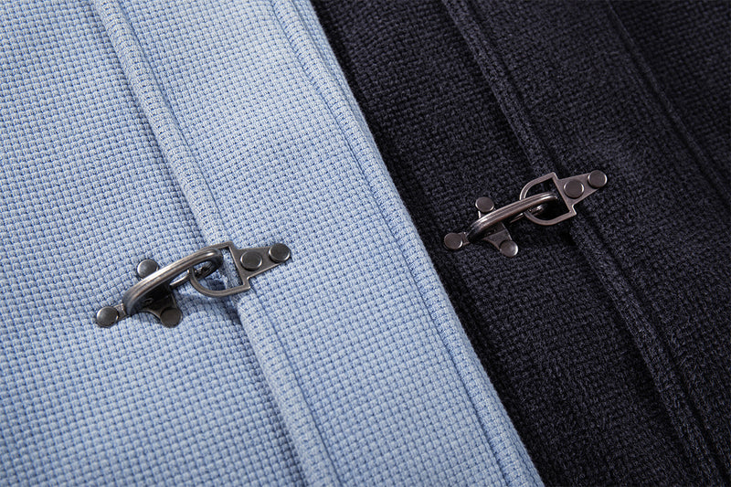 Hooded-Bomberjacke aus Waffelstrick mit Washed-Finish und Metallverschlüssen