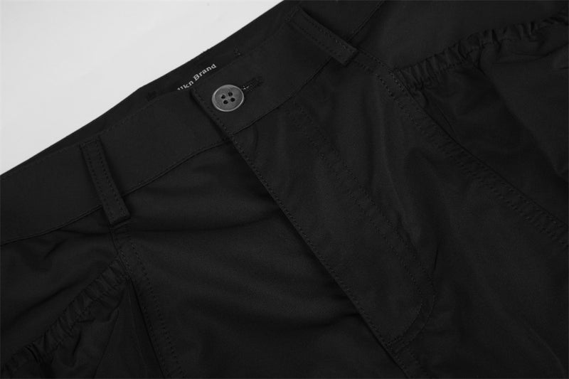 Men's Black Cargo Utility Pants with Mesh Panels & Wide-Leg Silhouette