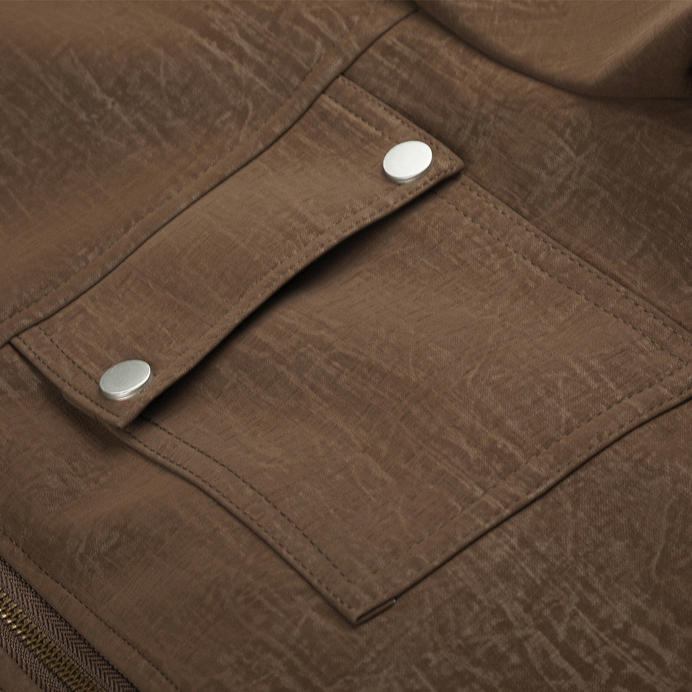 Casual Jacket for Men – Relaxed Fit Stand Collar Moto Jacket with Dual Zip &