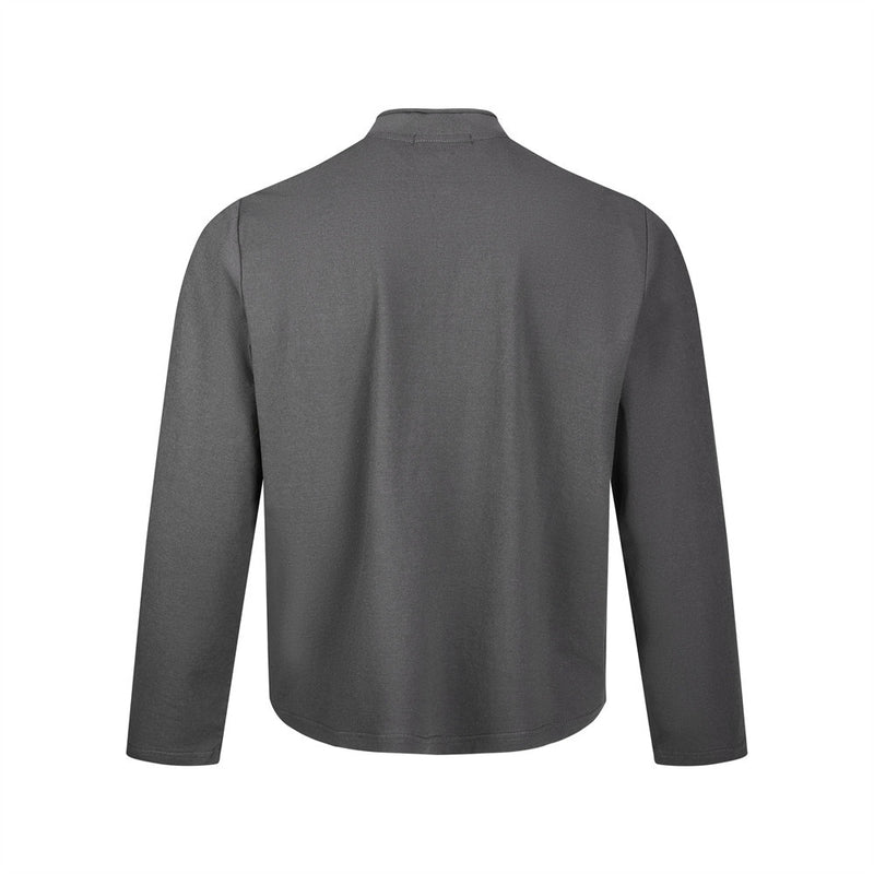 Men's Long Sleeve Shirt – Mandarin Collar Half-Button Henley