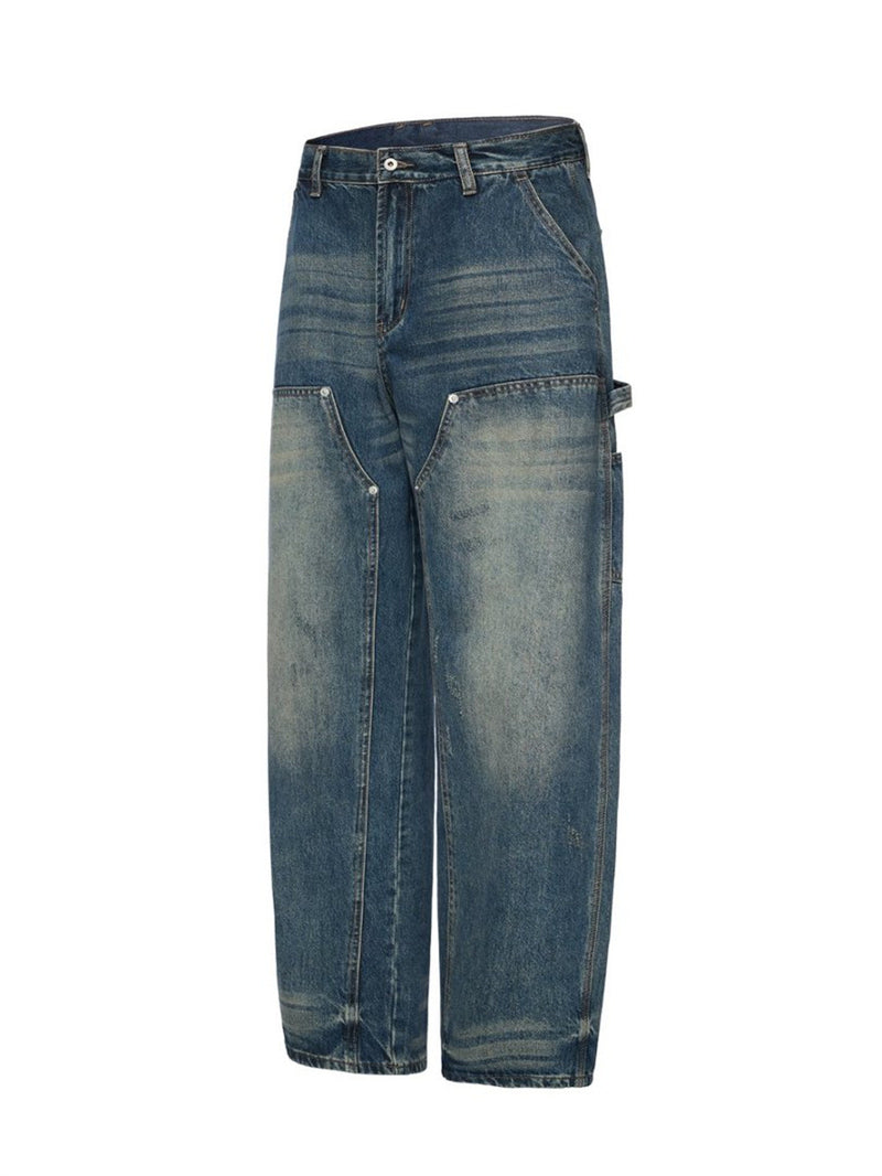 Men's Baggy Carpenter Jeans – Vintage Washed Wide-Leg Denim