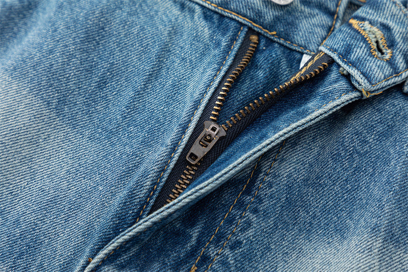 Wide-Leg Jeans – American Vintage Gradient Wash, Distressed Baggy Fit