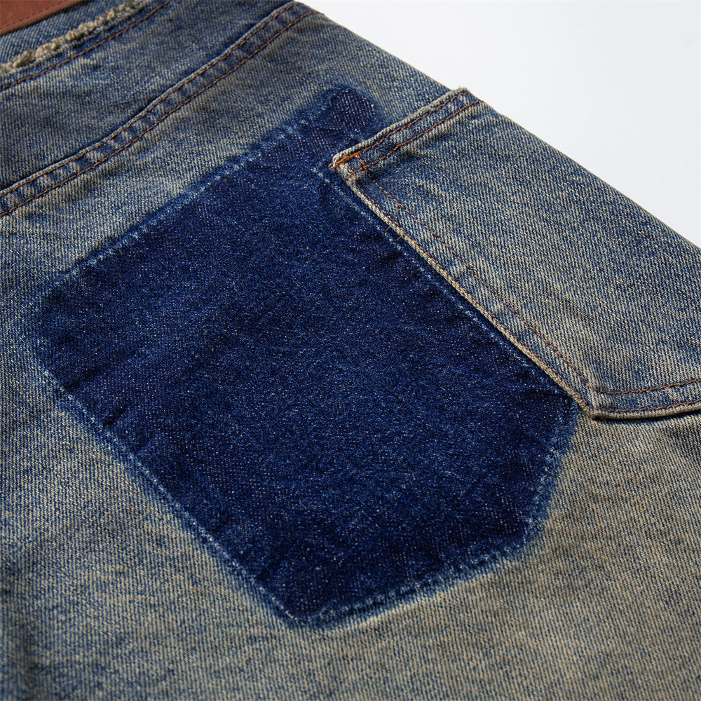 Ripped Wide-Leg Denim Shorts – Distressed Cargo Pocket Washed Jorts