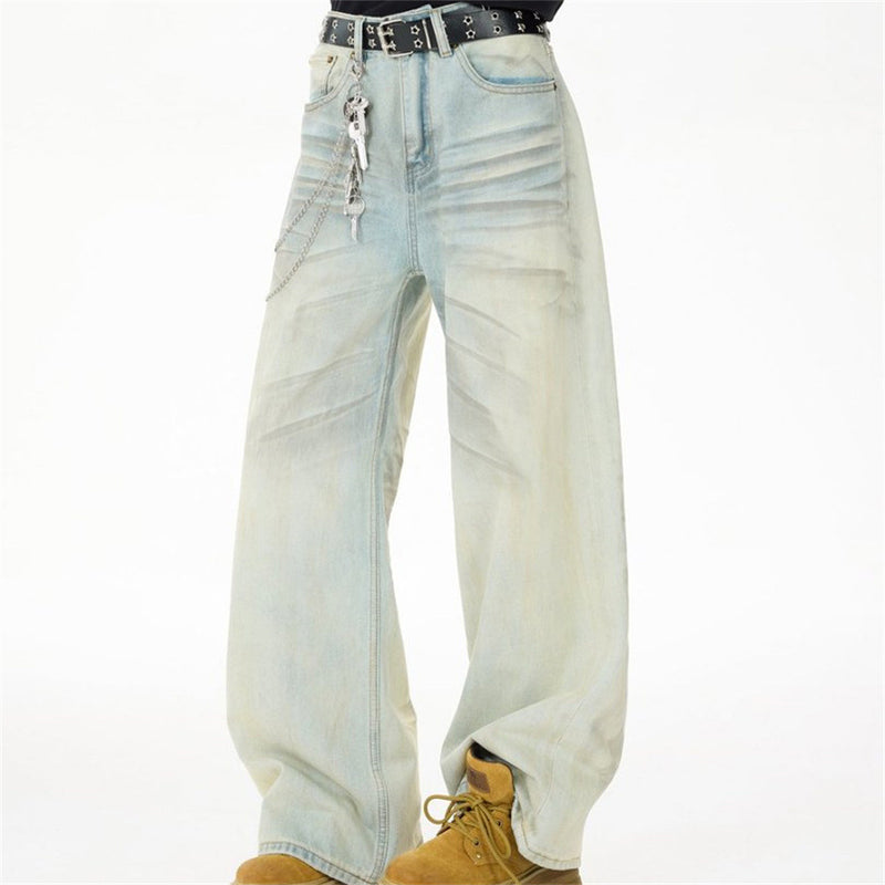 Baggy Pants for Men – Wide Leg Washed Light Blue Denim Jeans