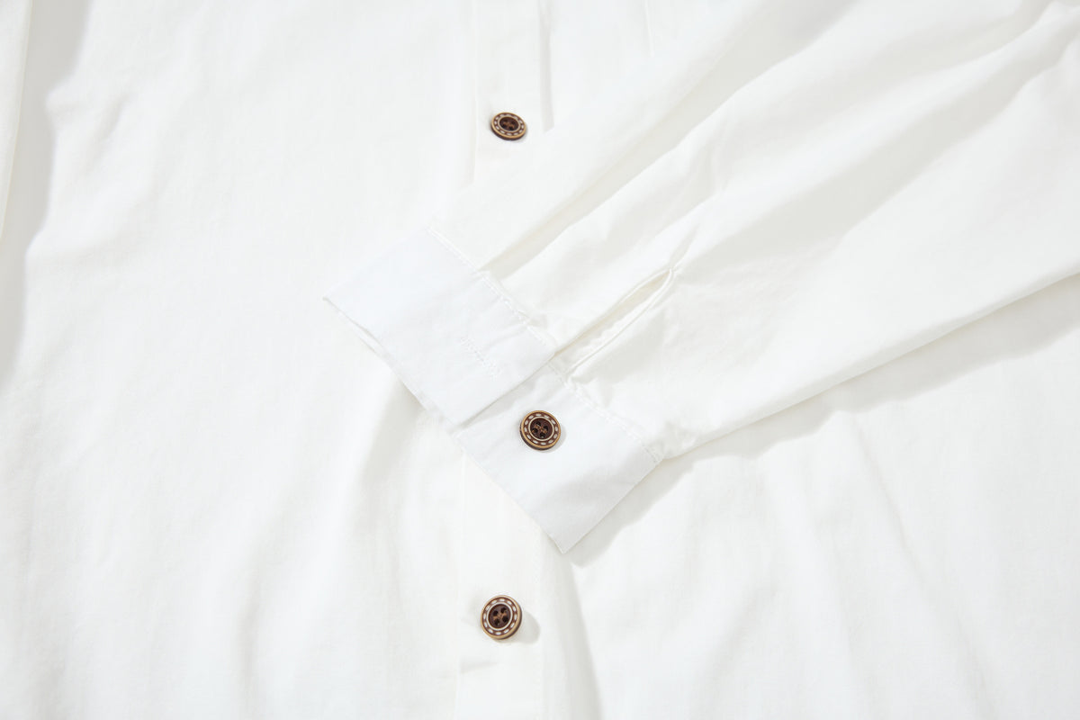 Tan Long Sleeve Shirt with Detachable Tie – Heart & Hook Embroidered Campus