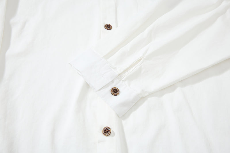 Tan Long Sleeve Shirt with Detachable Tie – Heart & Hook Embroidered Campus