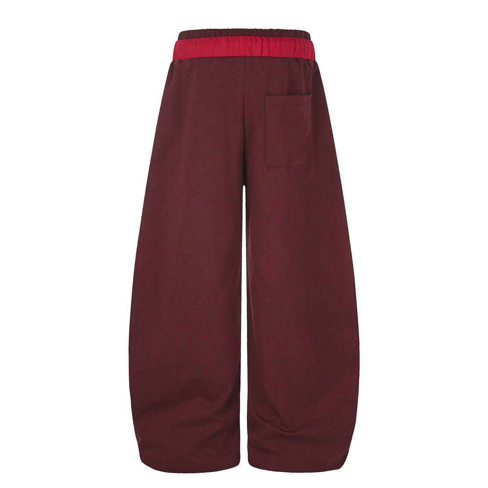Wide-Leg Sweatpants with Badge Embroidery – Men's Streetwear Tapered Joggers