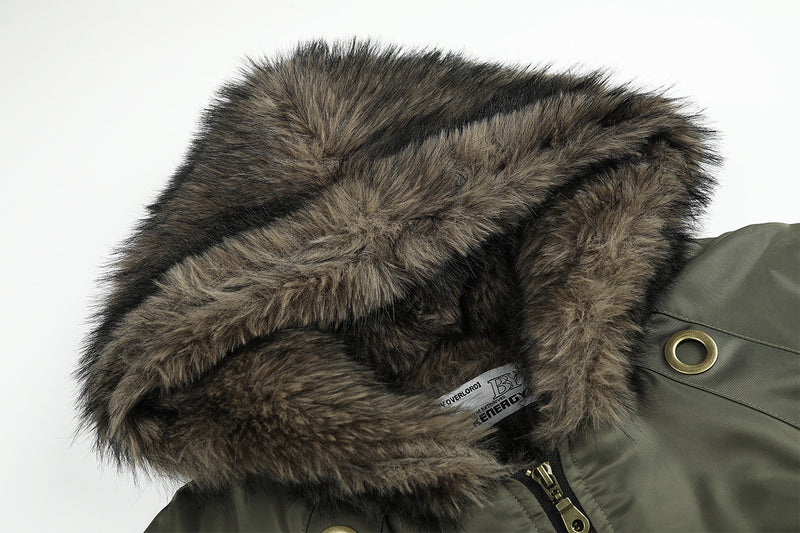 Bomber Jacket with Hoodie Faux Fur Lined Flight Jacket