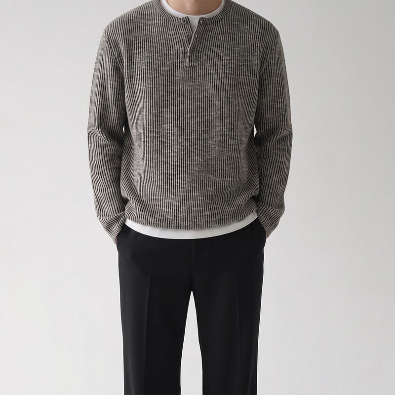 Men's Ribbed Henley Long Sleeve Tee – Vintage Old Money Style