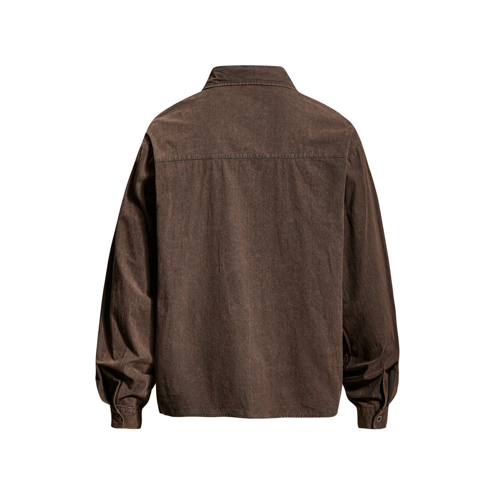 Floral Embroidered Oversized Long-Sleeve Button-Up Shirt