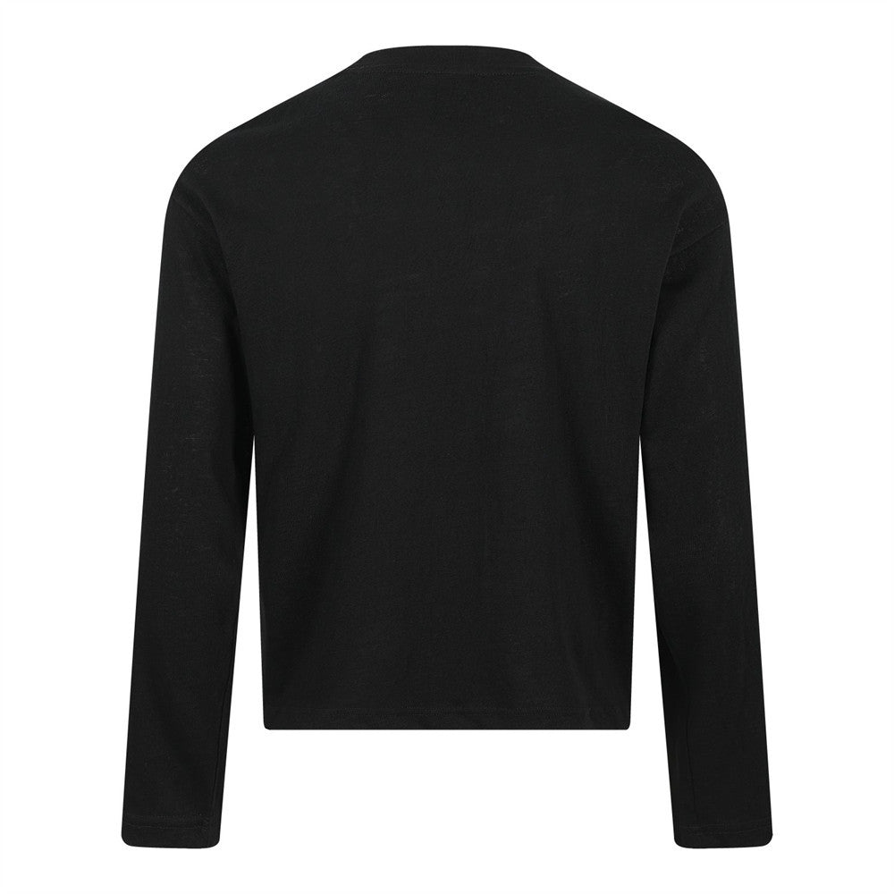 Long Sleeve T-Shirt with Abstract Jazz Musician Print – Crew Neck