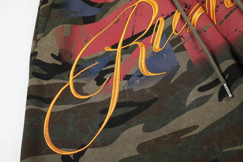 Camo-Wide-Leg-Jogginghose mit Union-Jack-Grafikprint