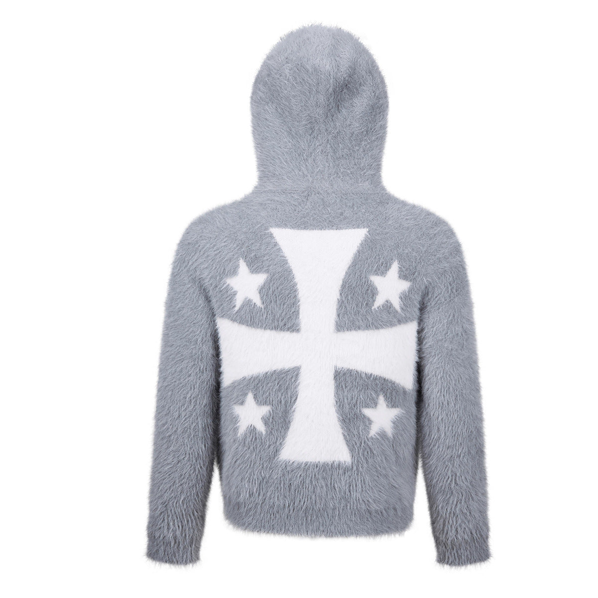 Sweat à capuche zippé en maille duveteuse – Motifs licorne et étoiles