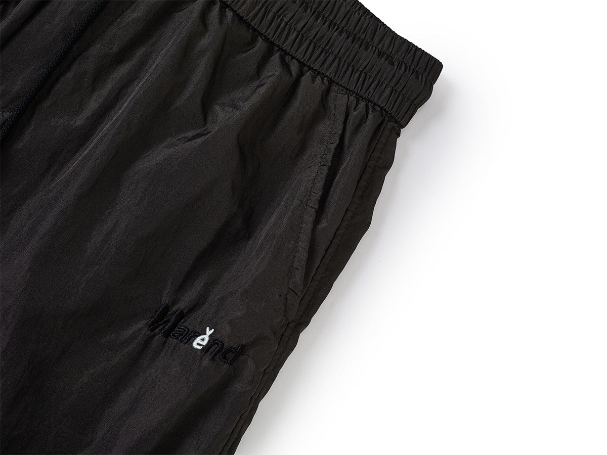 Wide-Leg Parachute Cargo Pants – Oversized Crinkle Nylon Drawstring Trousers