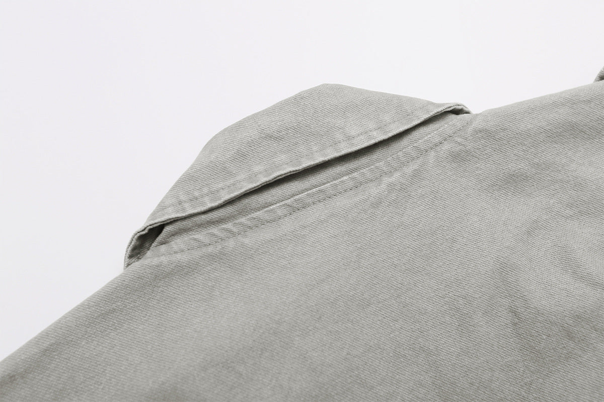 Men's Washed Asymmetric-Zip Moto Jacket with Epaulettes
