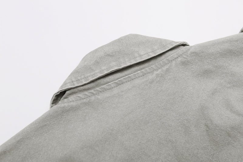 Men's Washed Asymmetric-Zip Moto Jacket with Epaulettes