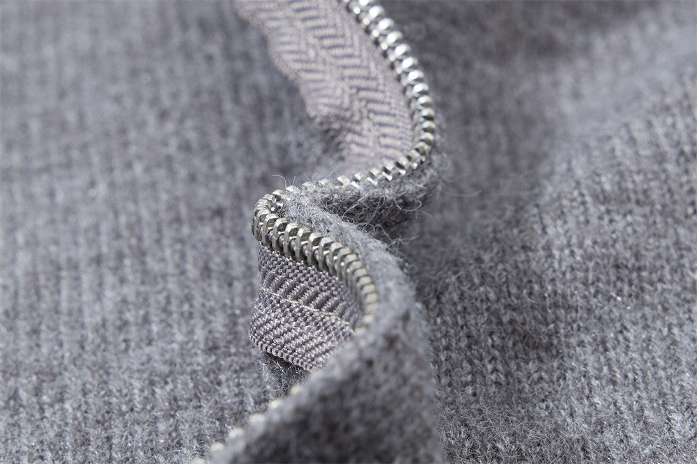 Men Zip Up Sweater Knit Polo Collar Cardigan – Relaxed Fit