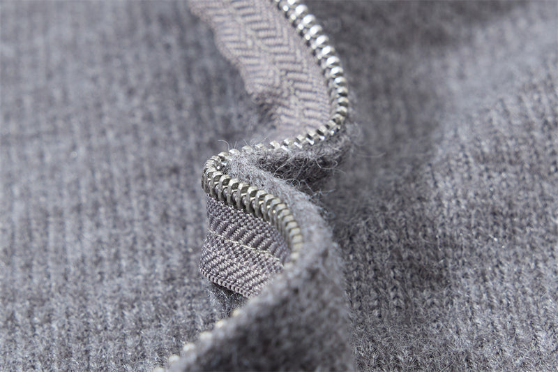 Men Zip Up Sweater Knit Polo Collar Cardigan – Relaxed Fit
