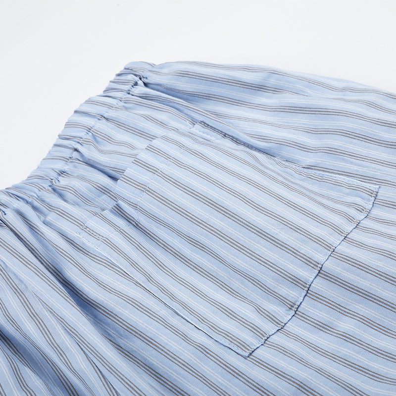 Striped Wide-Leg Lounge Pants – Relaxed Fit Drawstring Trousers