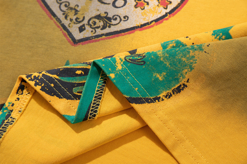 Tee-shirt graphique à manches longues imitation deux pièces – Imprimé écusson rétro streetwear