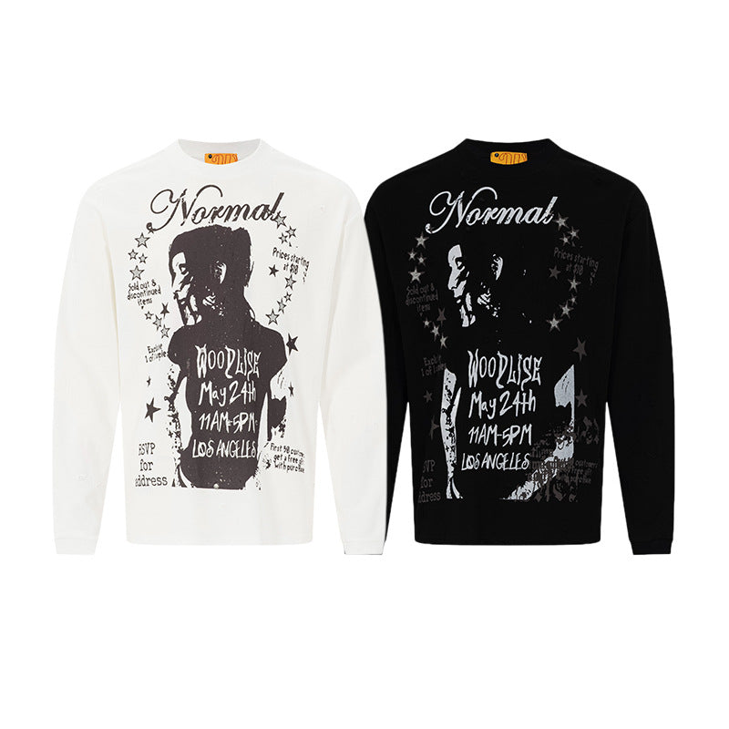 Camiseta de Manga Larga y Cuello Redondo con Gráfico Normal Woodlise