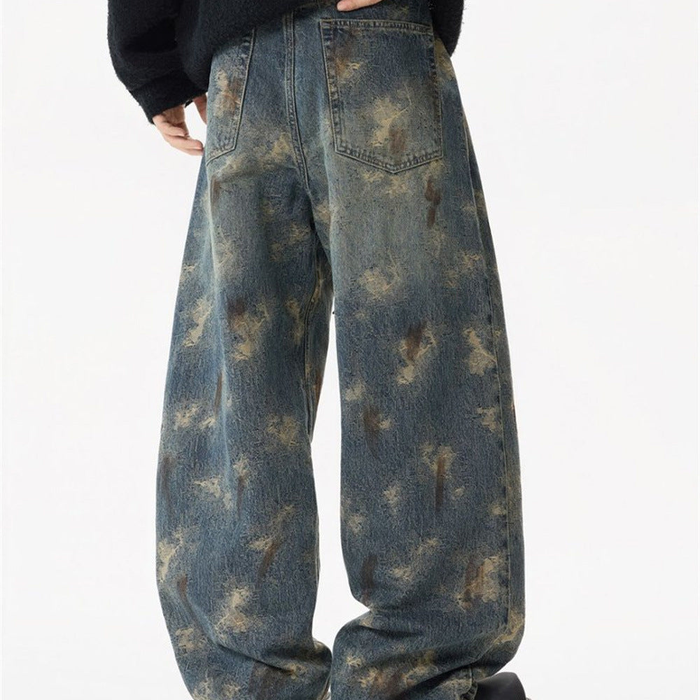 Wide Leg Jeans Mens Distressed Vintage Grunge Baggy Denim Pants