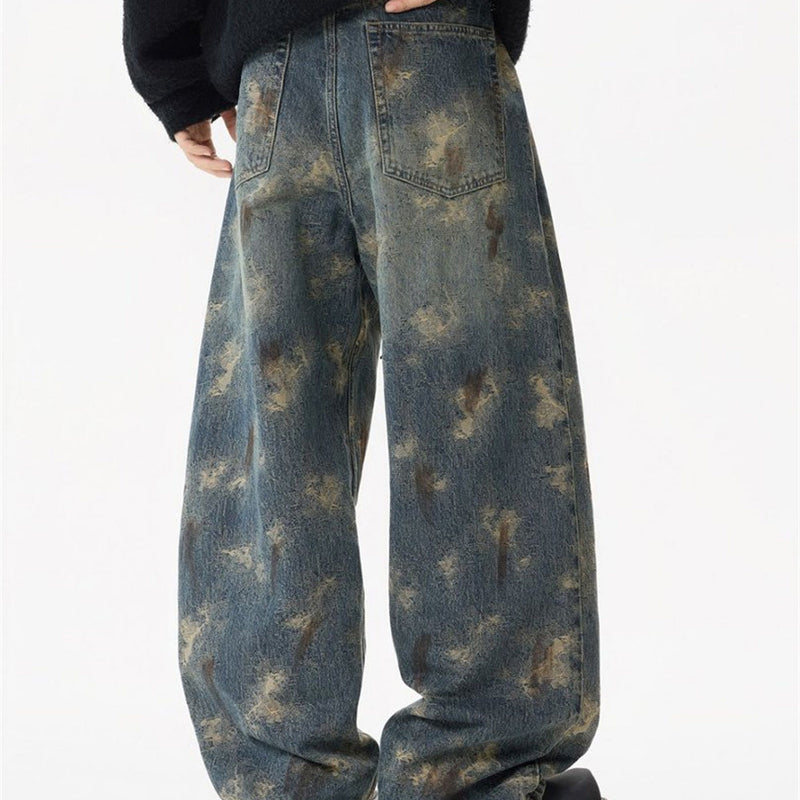 Wide Leg Jeans Mens Distressed Vintage Grunge Baggy Denim Pants