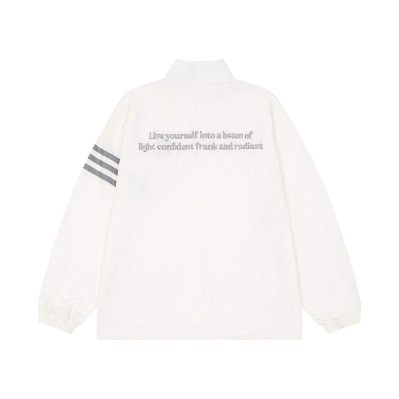 AEEA Oversized Stand Collar Track Jacket with Three-Stripe Sleeves