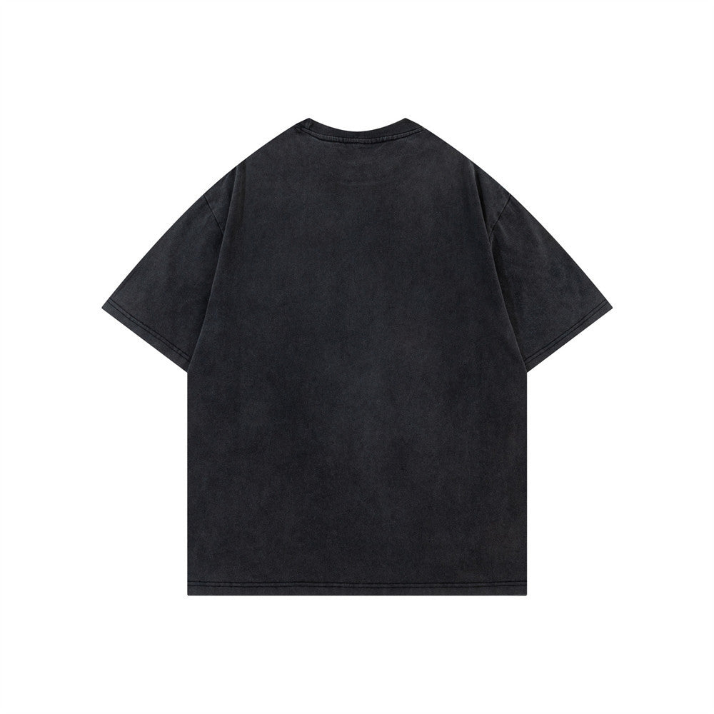 Oversized Portrait Graphic Tee – Washed Cotton Crew Neck Short Sleeve T-Shirt