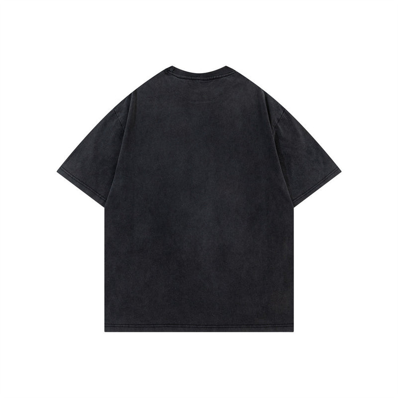 Oversized Portrait Graphic Tee – Washed Cotton Crew Neck Short Sleeve T-Shirt