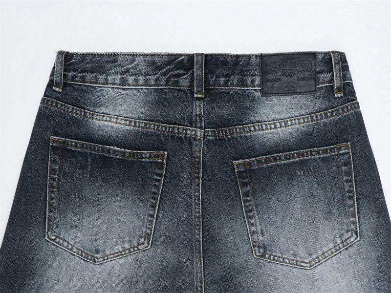 Jean gris baggy homme – Denim vintage délavé à jambes larges et effet usé