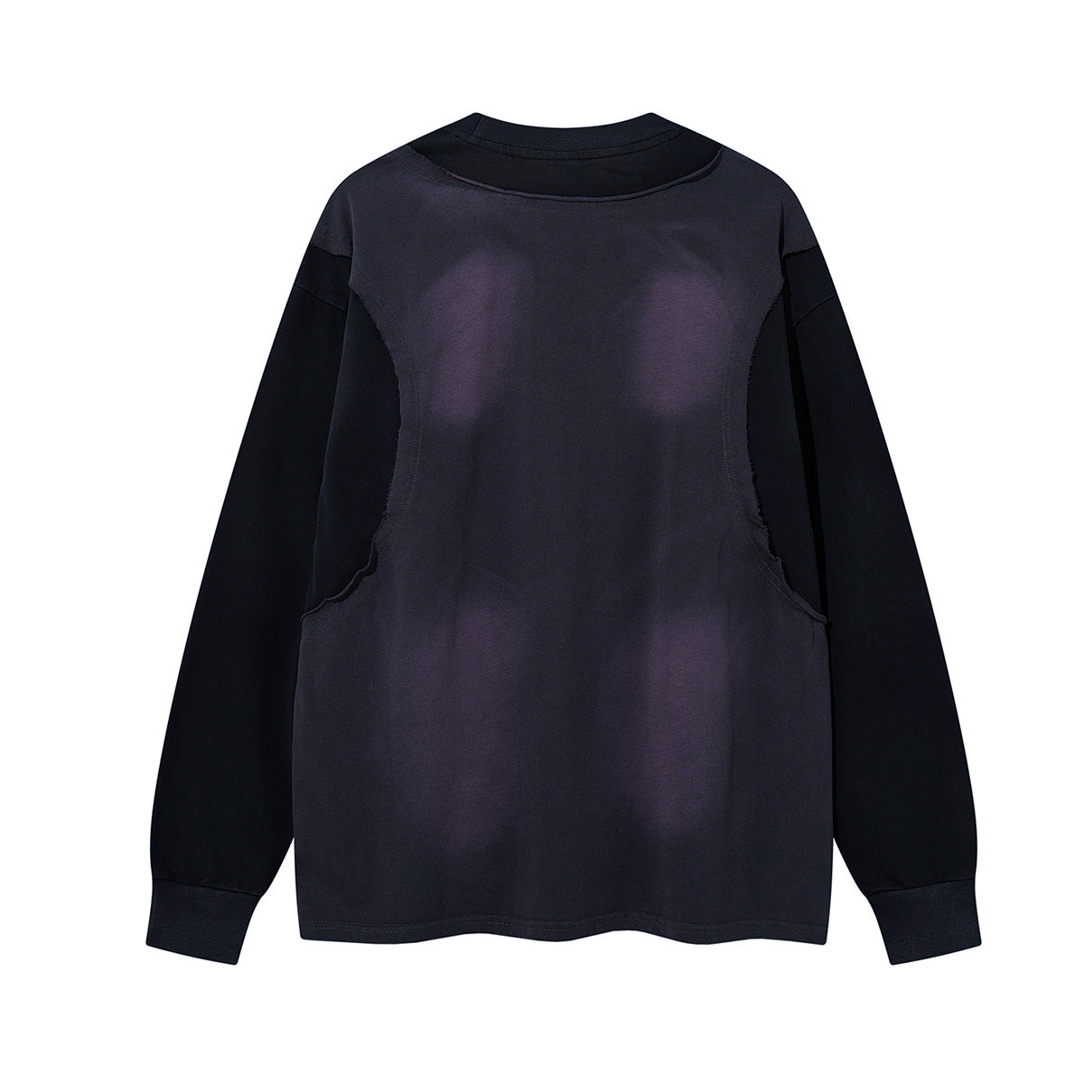 Tee-shirt graphique à manches longues imitation deux pièces – Imprimé écusson rétro streetwear