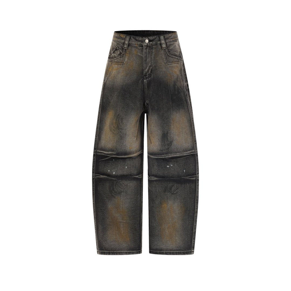 Distressed Baggy Wide-Leg Jeans – Men's Punk Washed Straight-Cut Denim with