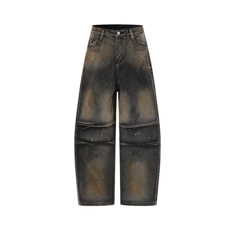 Distressed Baggy Wide-Leg Jeans – Men's Punk Washed Straight-Cut Denim with