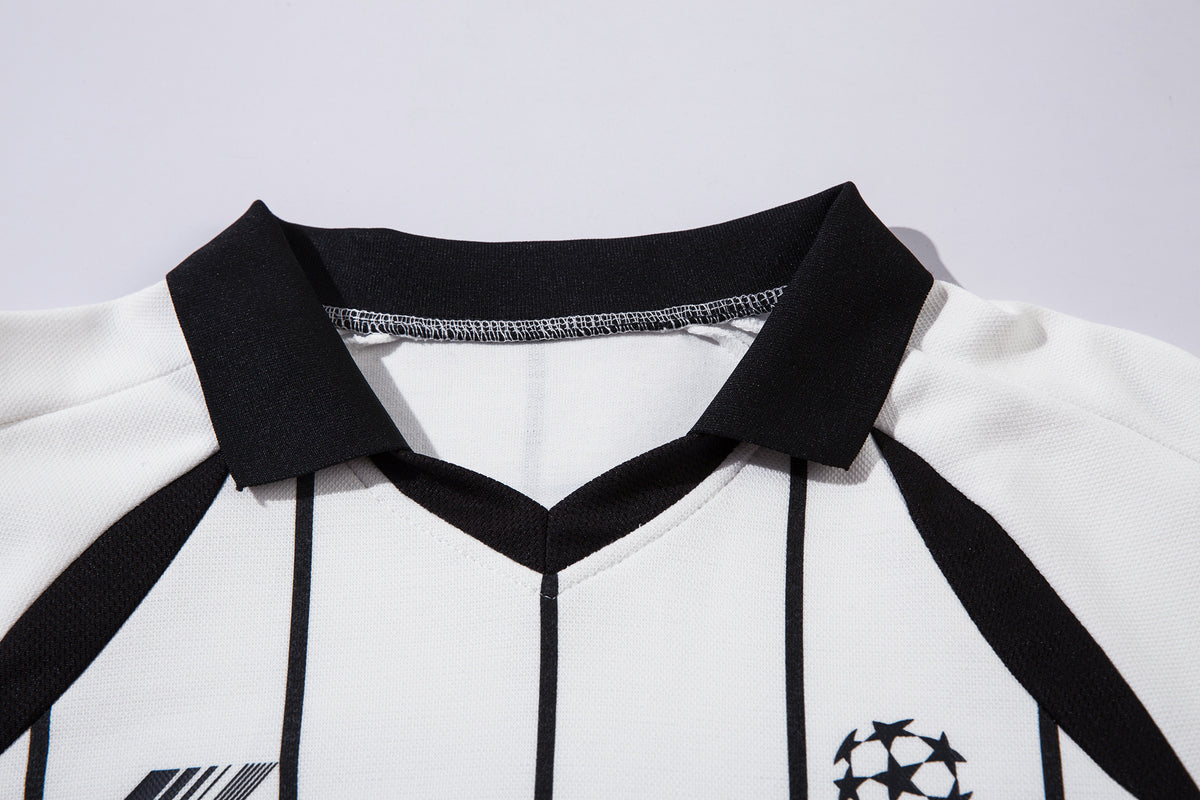 Long Sleeve Athletic Shirt Retro Soccer Jersey – Oversized Pinstripe Football