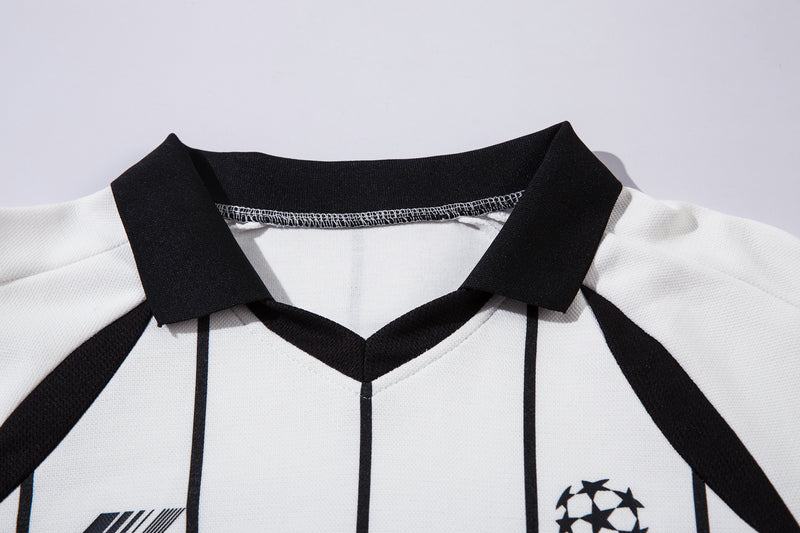 Long Sleeve Athletic Shirt Retro Soccer Jersey – Oversized Pinstripe Football