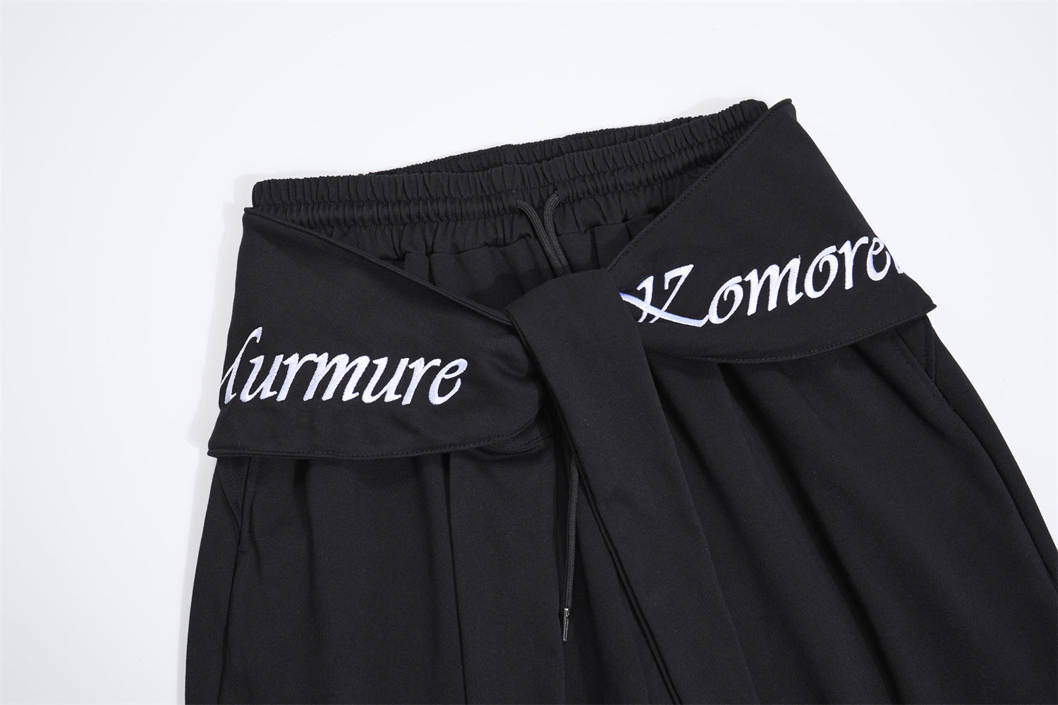 Wide-Leg-Sweathose mit Umschlagbund und Bindegürtel