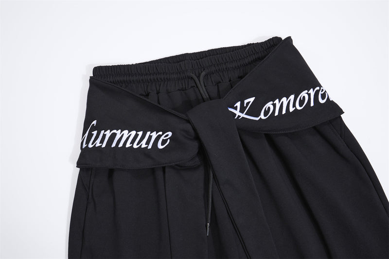 Wide-Leg-Sweathose mit Umschlagbund und Bindegürtel
