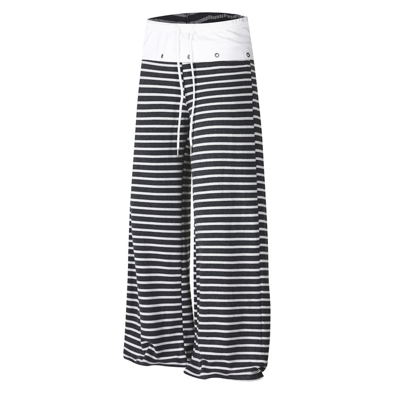 Wide-Leg Striped Pants with Colorblock Waistband – Men's Relaxed Fit