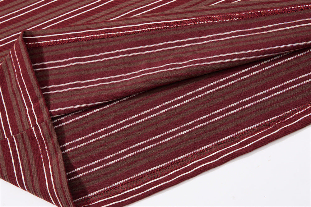 Striped Long-Sleeve Polo Shirt – Retro Oversized Fit with Contrast Collar