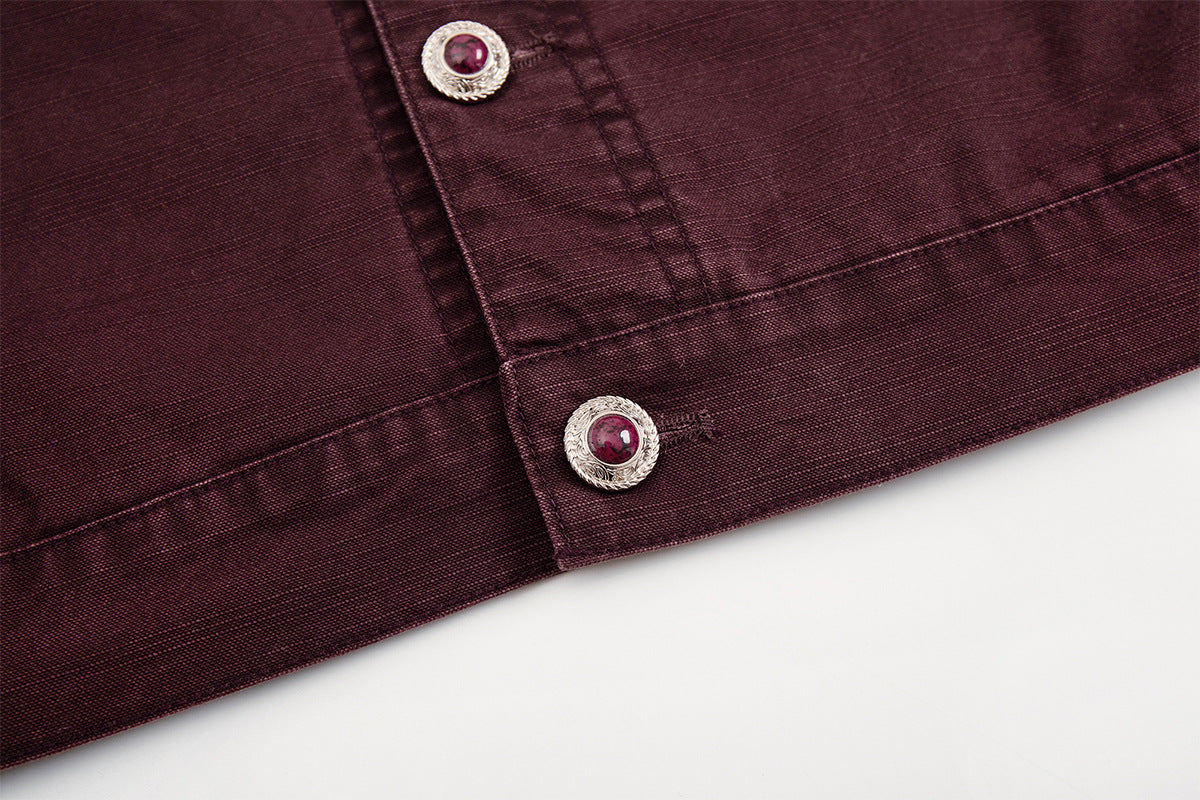 Men's Washed Denim Trucker Jacket – Vintage Workwear Style with Snap Buttons