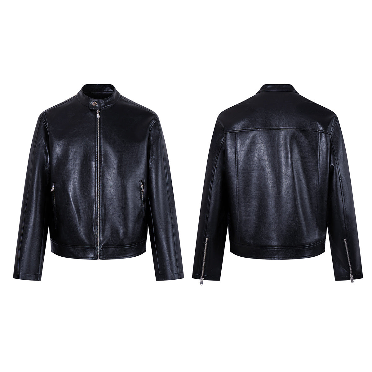 Men's Black Faux Leather Moto Jacket – Relaxed Fit Biker Style