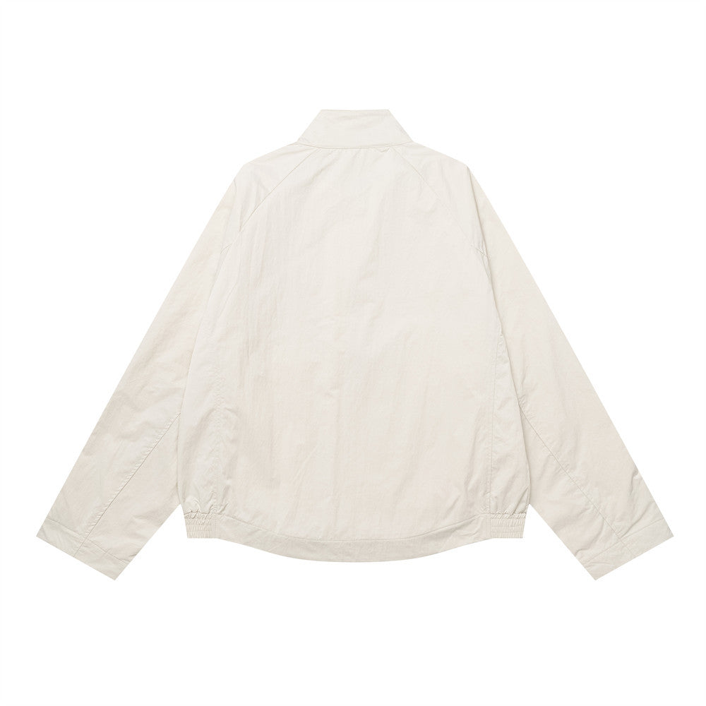 Oversized Stand-Collar Zip-Up Jacket – Men's Relaxed Fit with Zip Pockets
