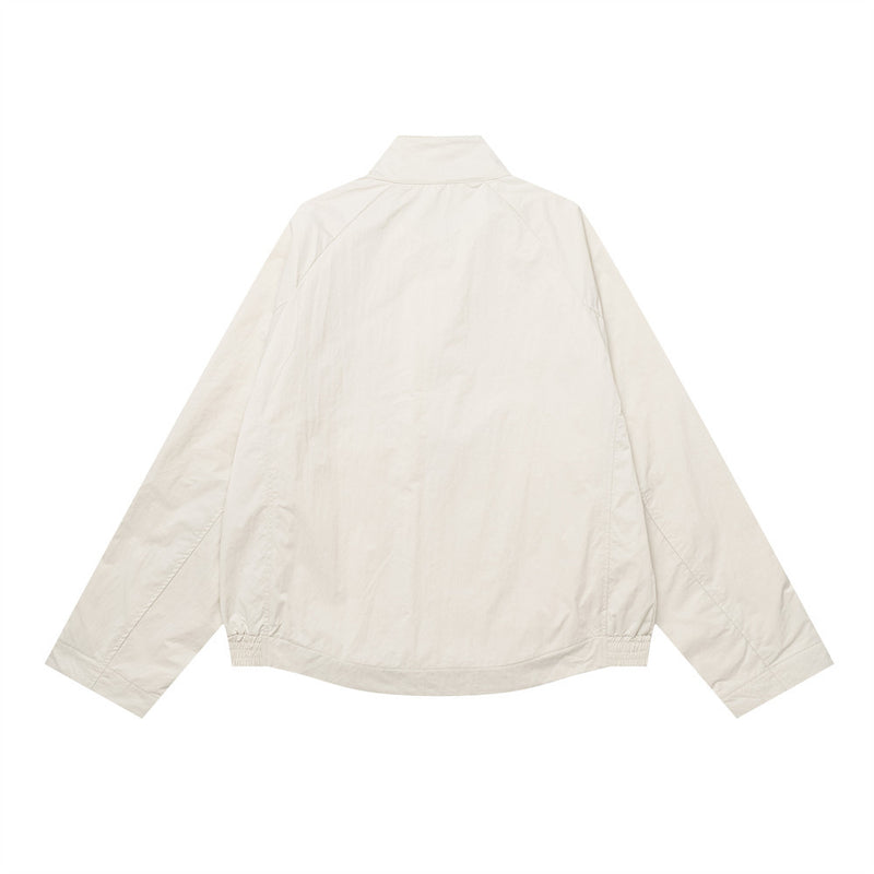 Oversized Stand-Collar Zip-Up Jacket – Men's Relaxed Fit with Zip Pockets