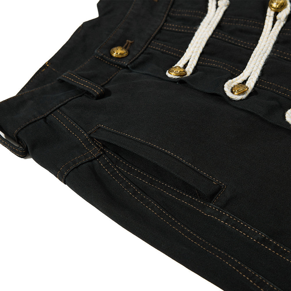 Wide-Leg Trousers with Double-Breasted Rope Detail
