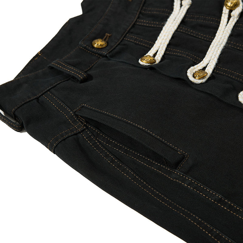 Wide-Leg Trousers with Double-Breasted Rope Detail