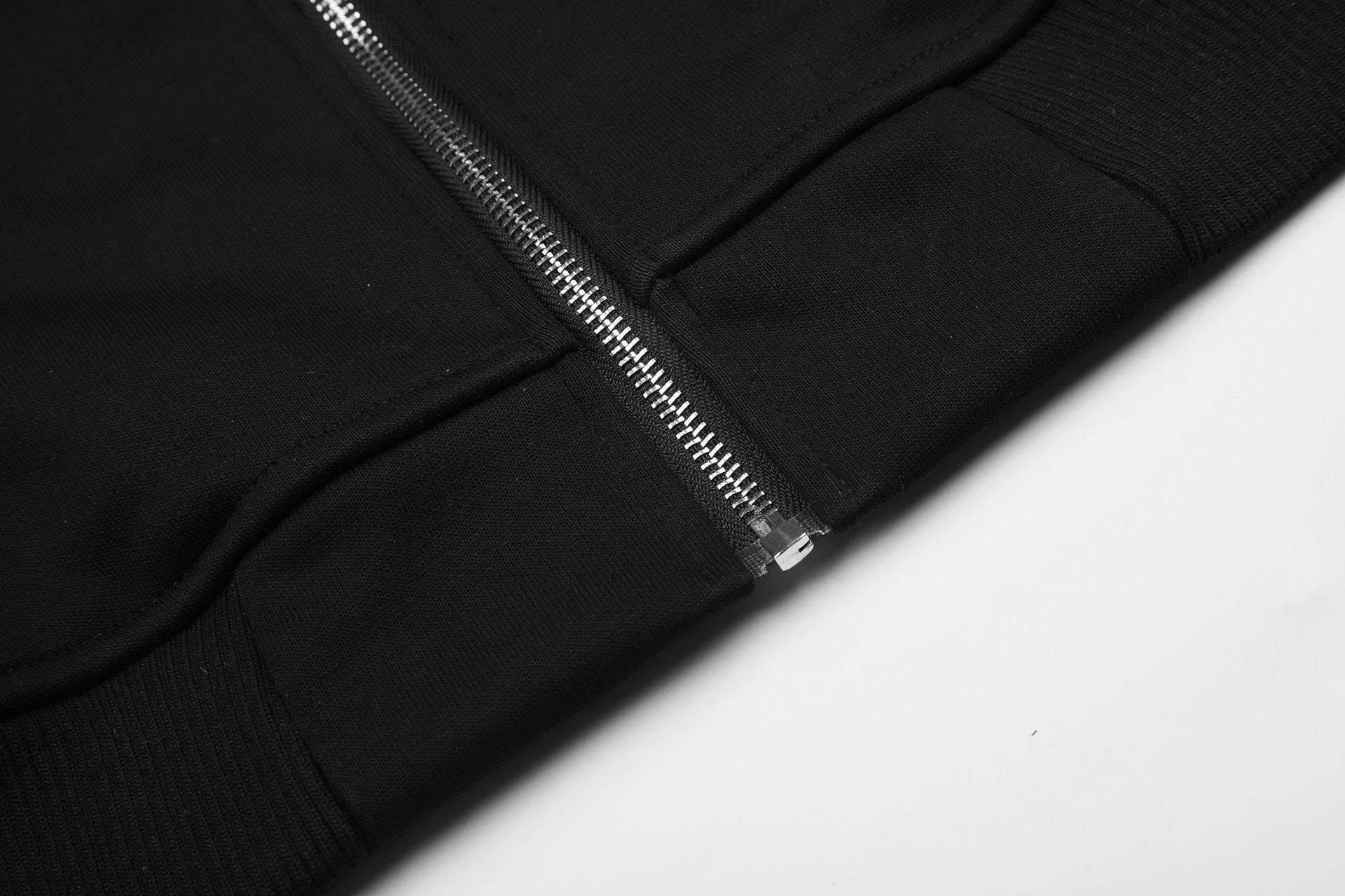 Zip-Hoodie mit Designer-Strass-Sternenpanel – schwarzes Oversize-Sweatshirt