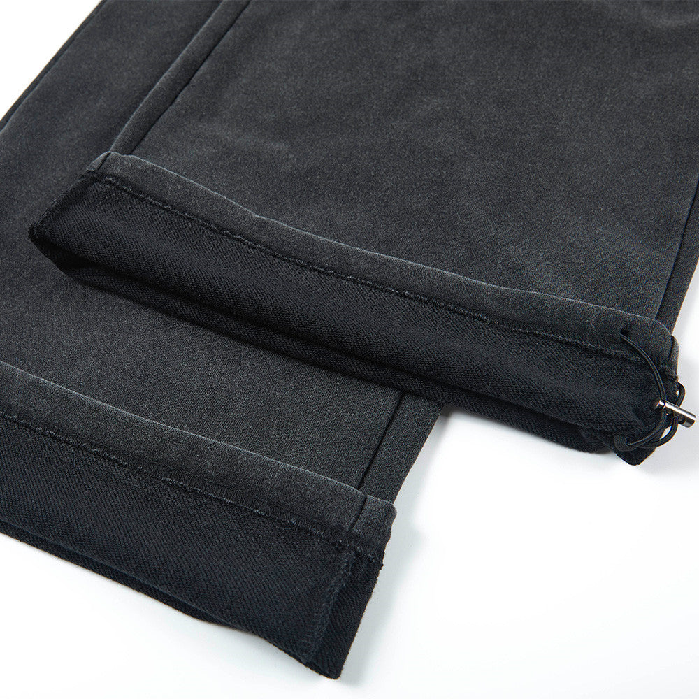 Pantalon de survêtement homme vintage délavé wide leg avec boutons effet double boutonnage