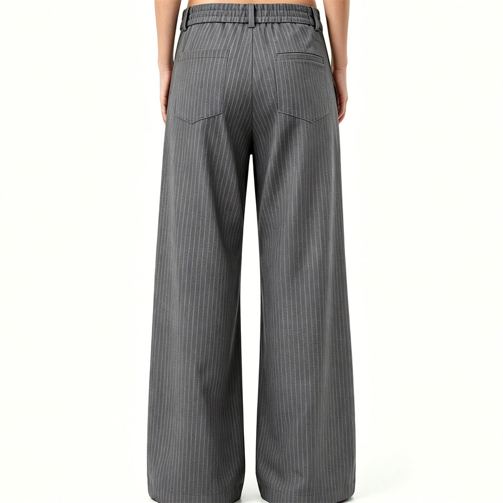 Pantalones de vestir de pierna ancha con raya diplomática – Pantalones plisados de corte recto para hombre